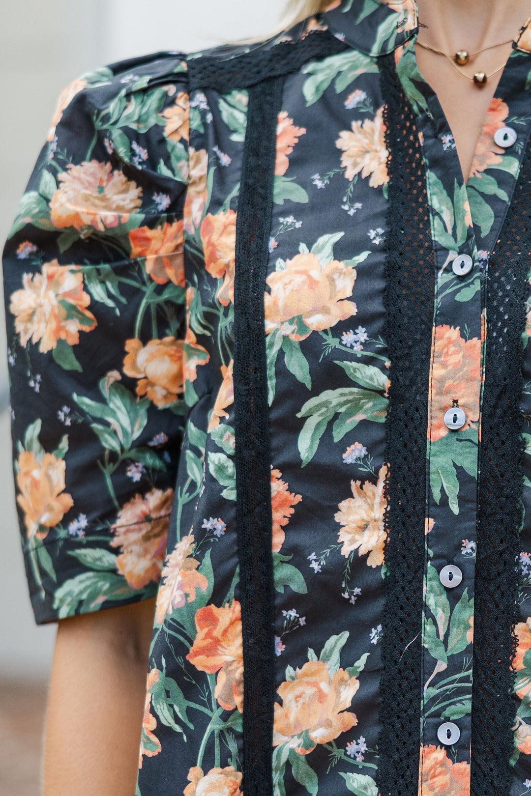 Certainly True Black Floral Blouse