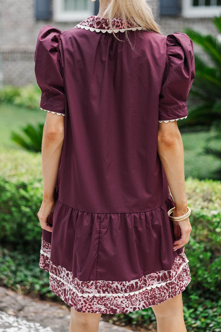 Touch Of Class Burgundy Collared Dress