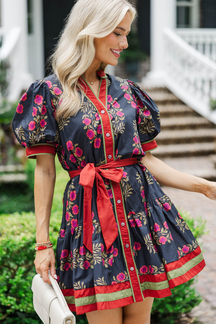 To Be Loved Black Floral Dress