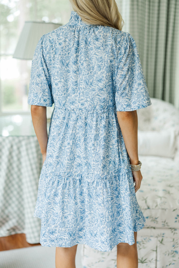 NURSING COLLECTION: Feeling Your Best Blue Toile Babydoll Dress