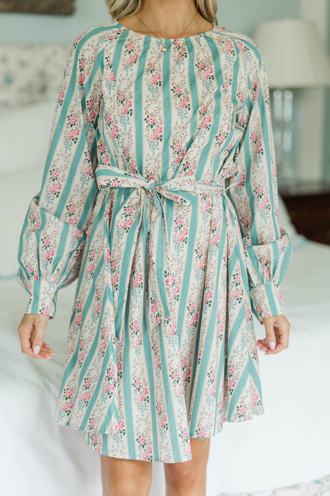NURSING COLLECTION: In Your Love Blue Floral Tied Waist Dress