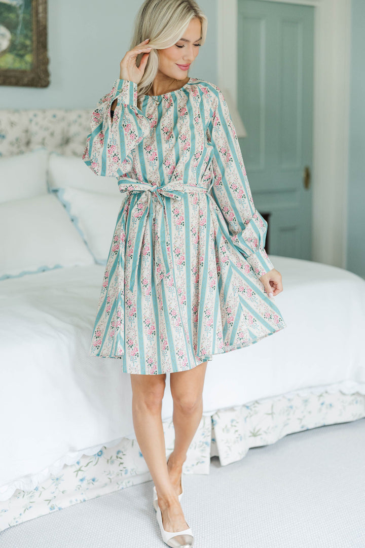 NURSING COLLECTION: In Your Love Blue Floral Tied Waist Dress