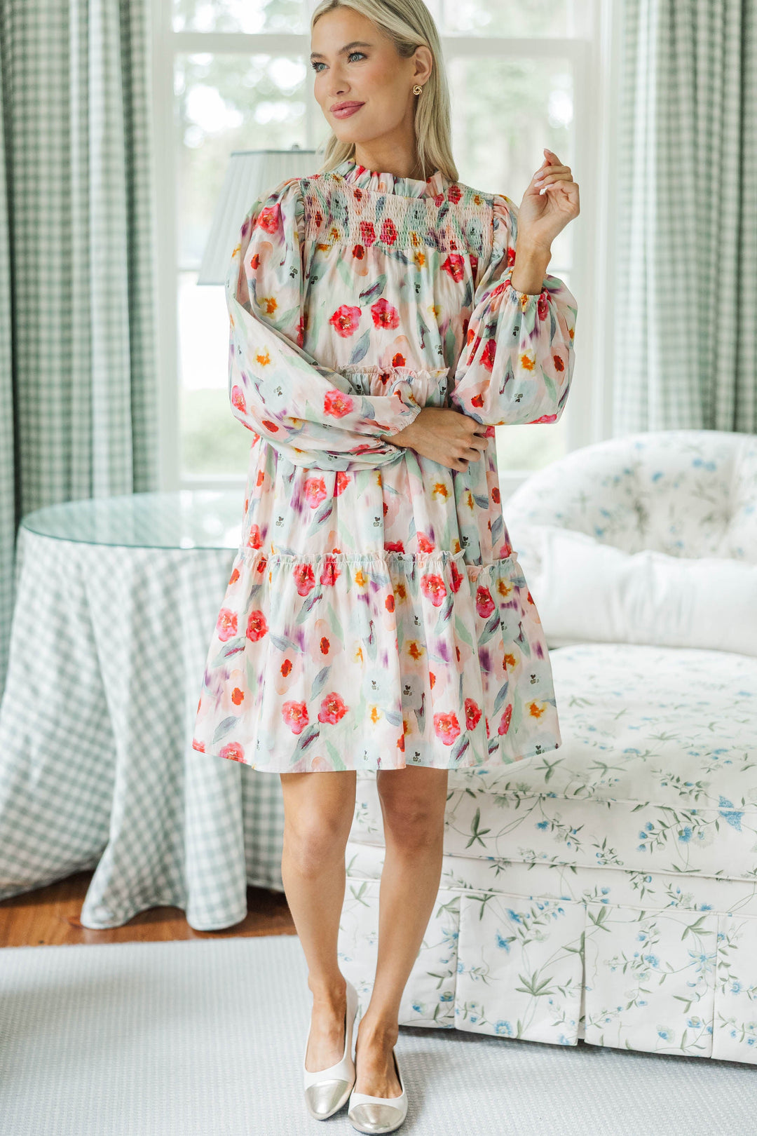 NURSING COLLECTION: Be Your Best Cream Watercolor Babydoll Dress