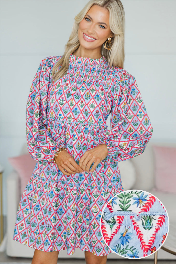 NURSING COLLECTION: Be Your Best Blue Medallion Babydoll Dress