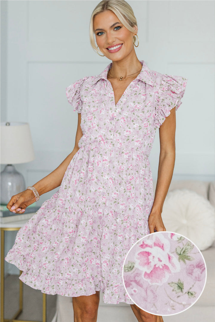 NURSING COLLECTION: Cradled In Comfort Mauve Floral Dress