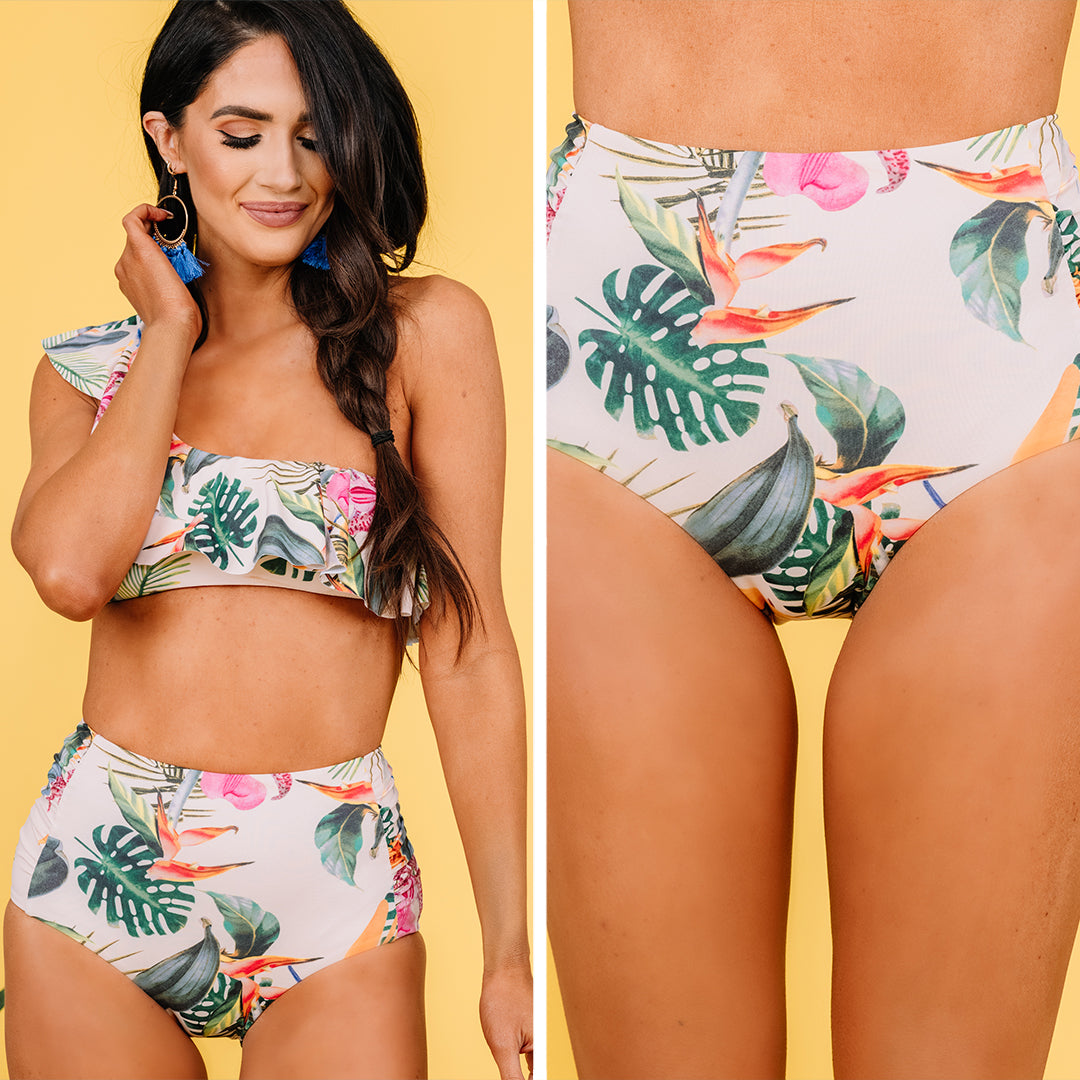 Tropical Treats Blush Pink Floral Bikini Bottoms
